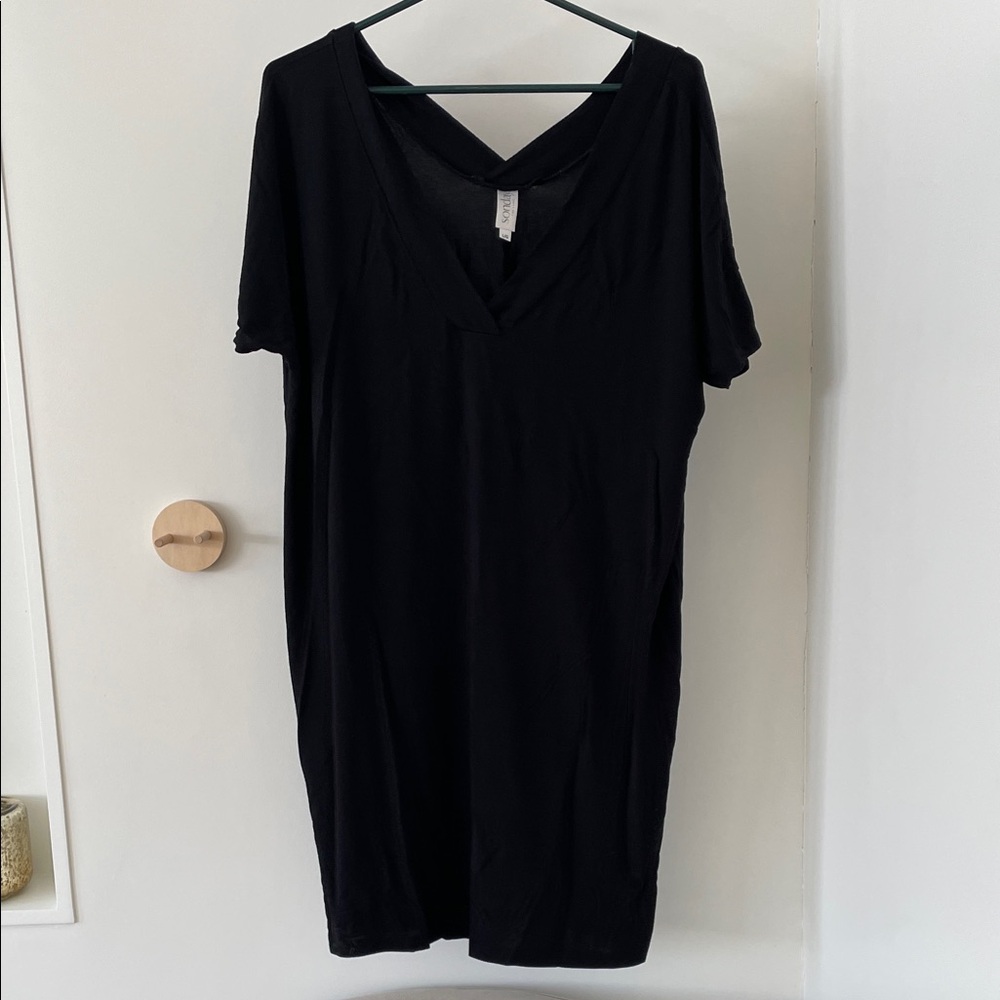 Black V-Neck T-Shirt Maternity Dress